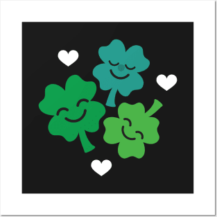 Cute Four Leaf Clovers and Hearts! Posters and Art